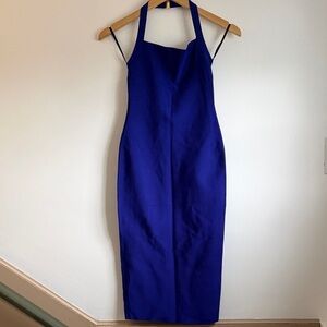 NWOT TEN by Babaton Chandelier Dress Bodycon Halter Midi in Daring Indigo